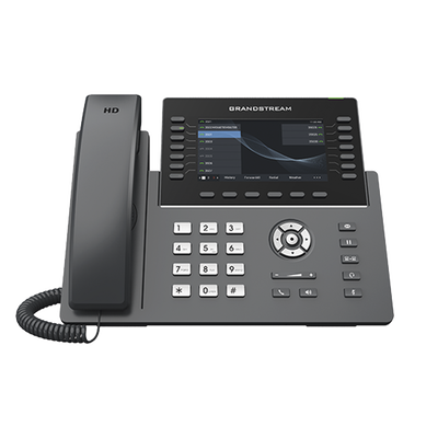 Teléfono IP Wi-Fi, Grado Operador, 14 líneas SIP con 6 cuentas, pantalla LCD  5", puertos Gigabit, Bluetooth, PoE, codec Opus, IPV4/IPV6 con gestión en la nube GDMS